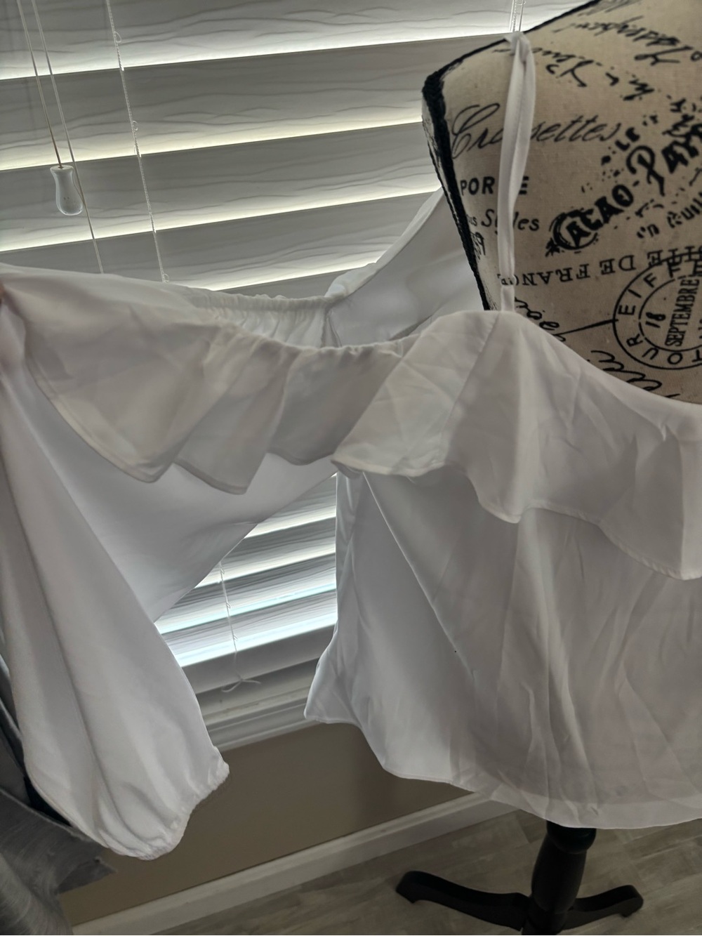 Express White Cold-Shoulder Ruffle Blouse - Picture 5 of 5